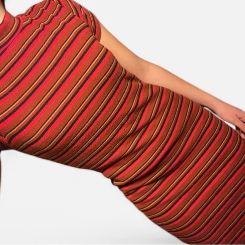 Garage cotton red striped dress shirt